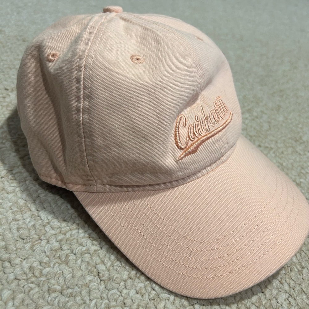 Carhartt Women's Canvas Script embroidered Graphic Cap Peachy Pink Baseball Cap - Picture 2 of 8